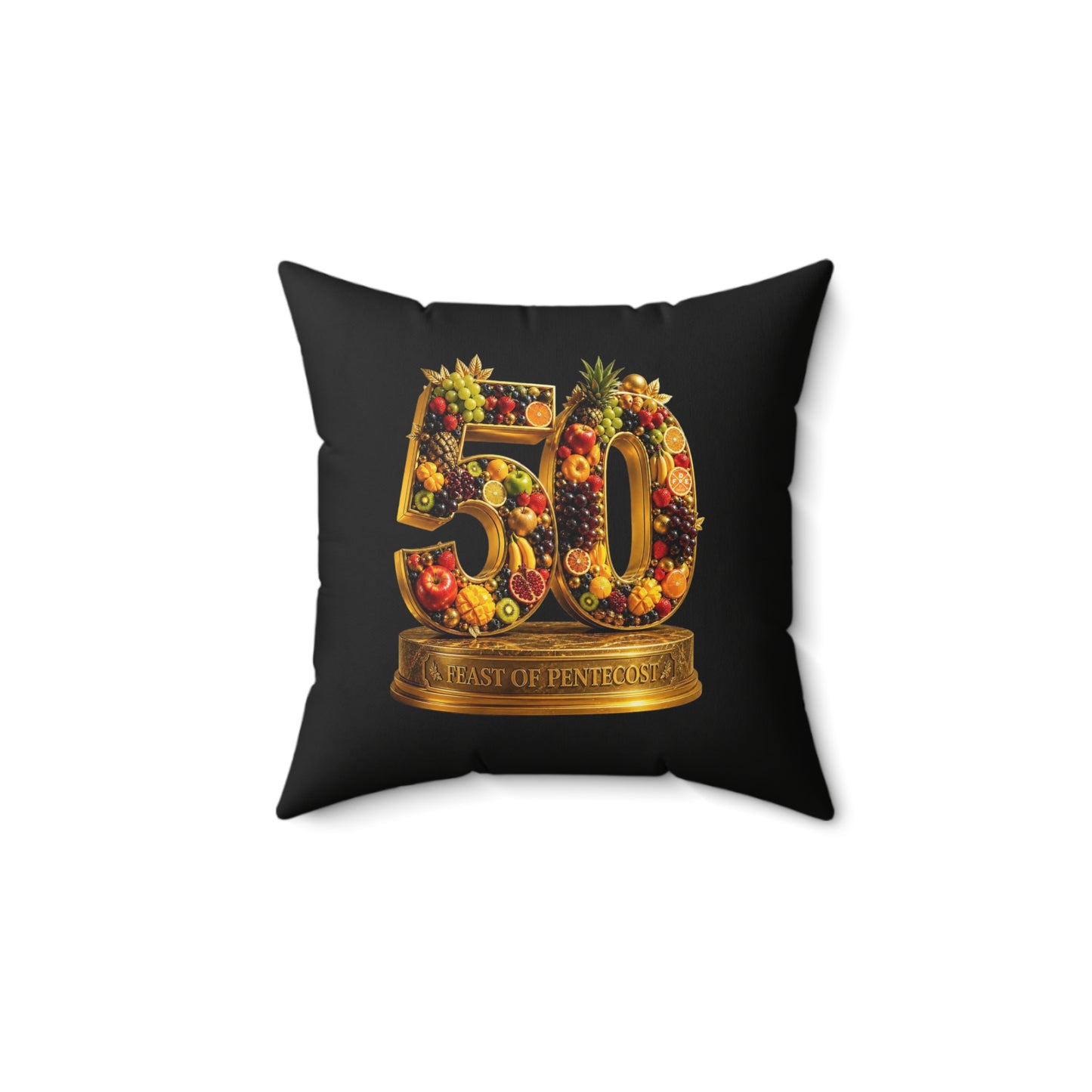 Feast of Pentecost (#50) - Obsidian Black - Throw Pillow