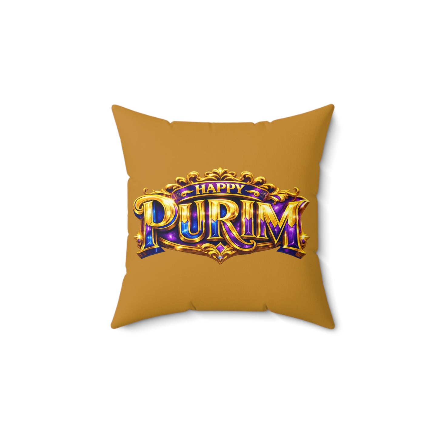 Purim - Gold -  Polyester Square Accent Pillow