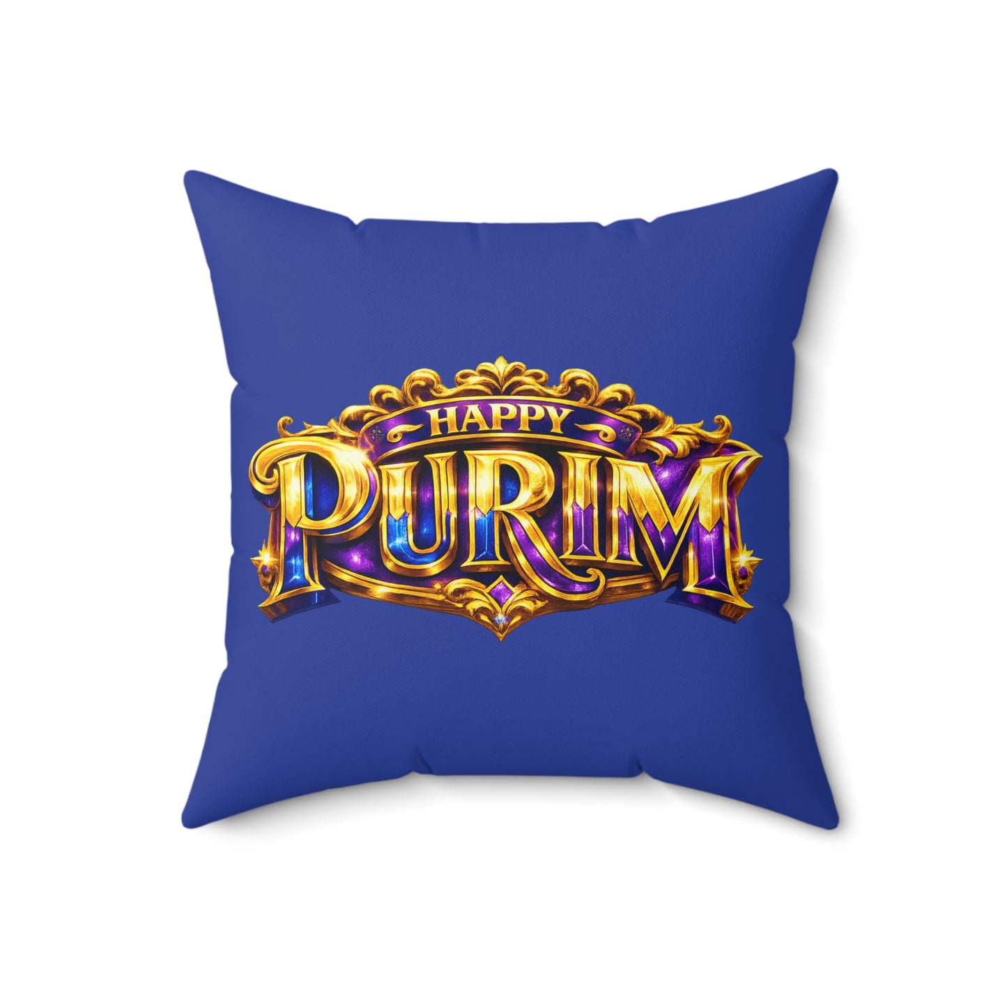Purim - Blue-  Polyester Square Accent Pillow