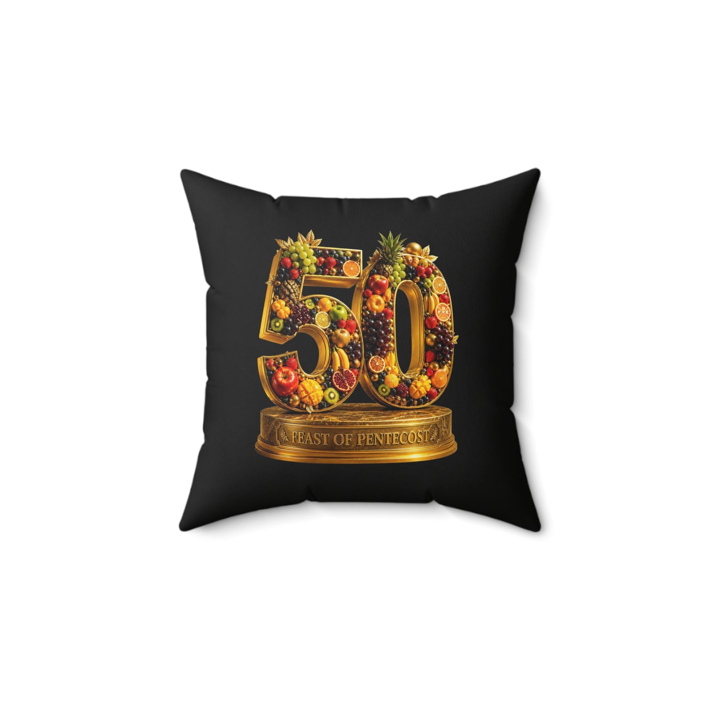 Feast of Pentecost (#50) - Obsidian Black - Throw Pillow
