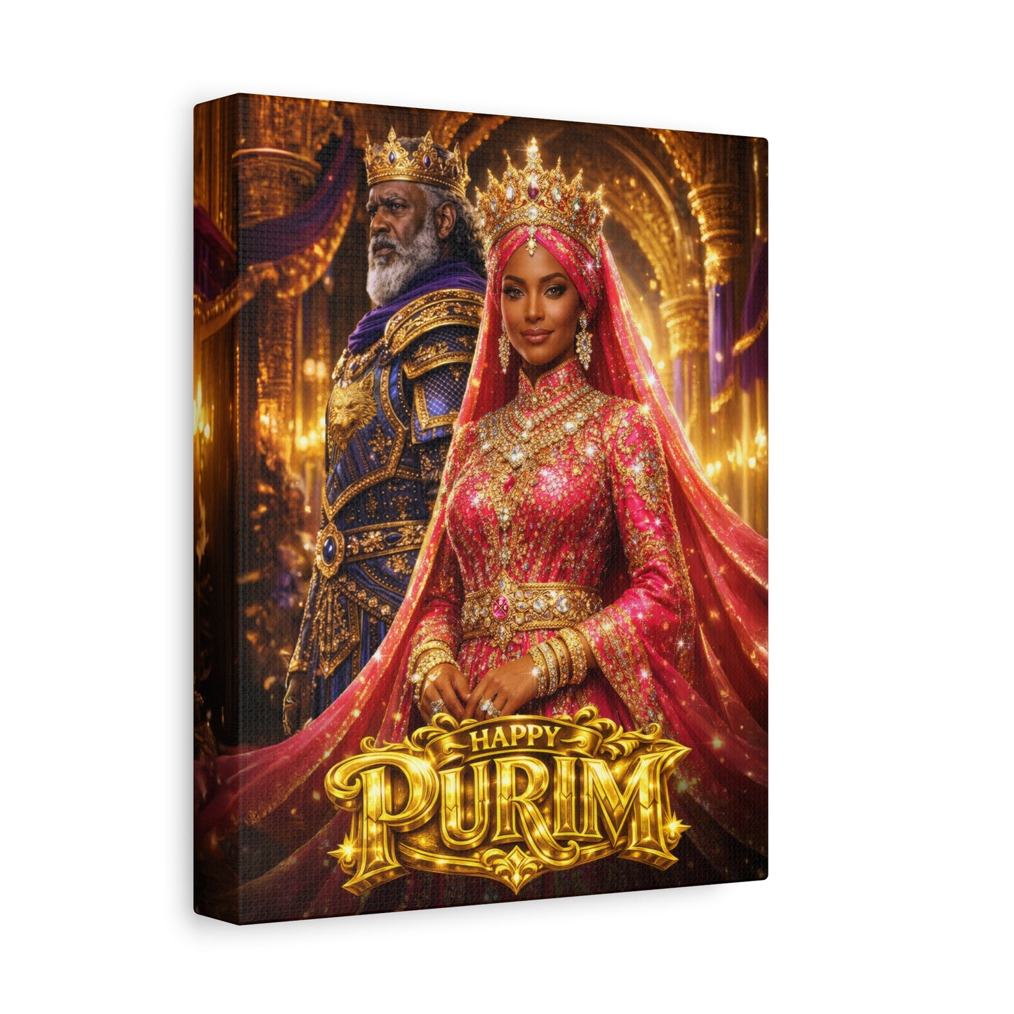 Happy Purim Canvas - Queen Esther & Mordecai