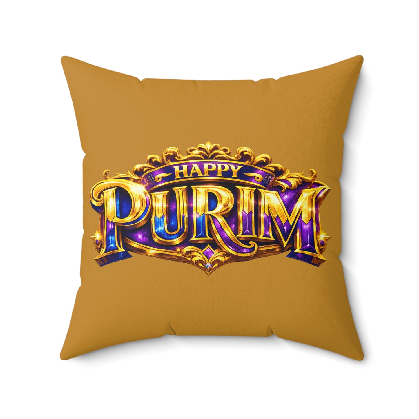 Purim - Gold -  Polyester Square Accent Pillow