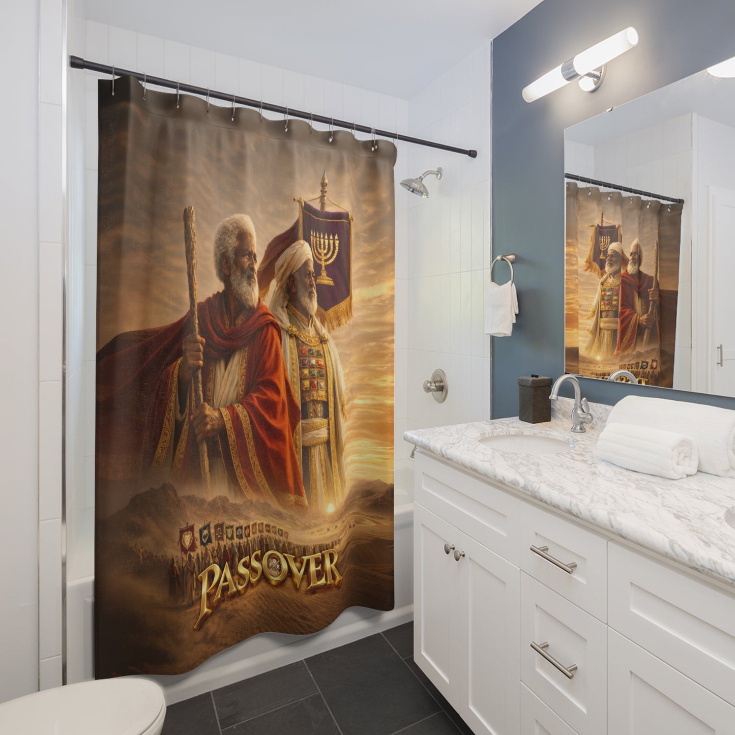 Passover (Moses & Aaron) Shower Curtain