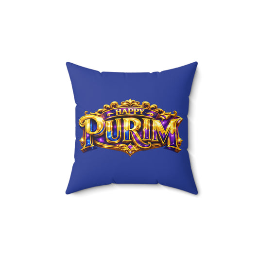Purim - Blue-  Polyester Square Accent Pillow