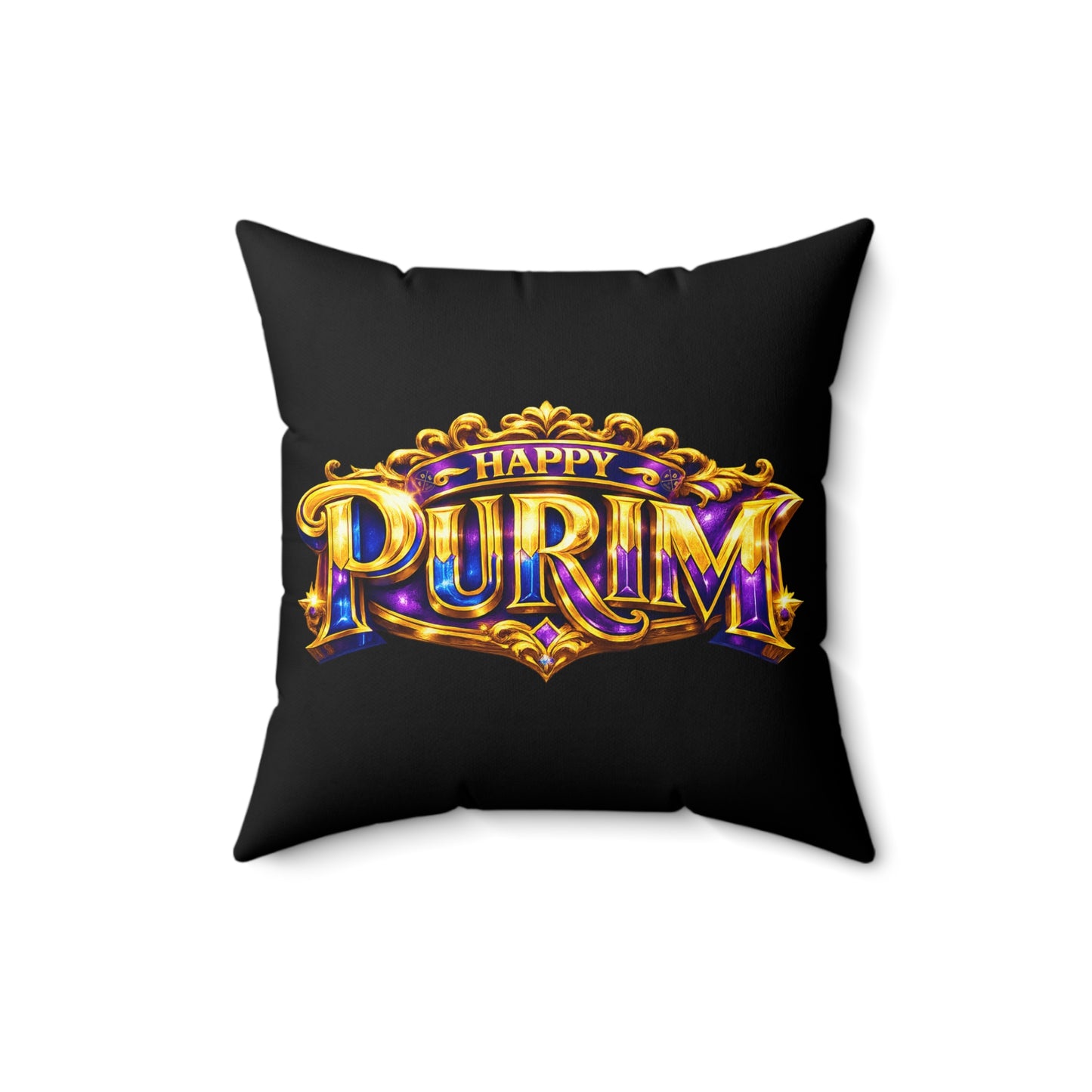 Purim - Black -  Polyester Square Accent Pillow
