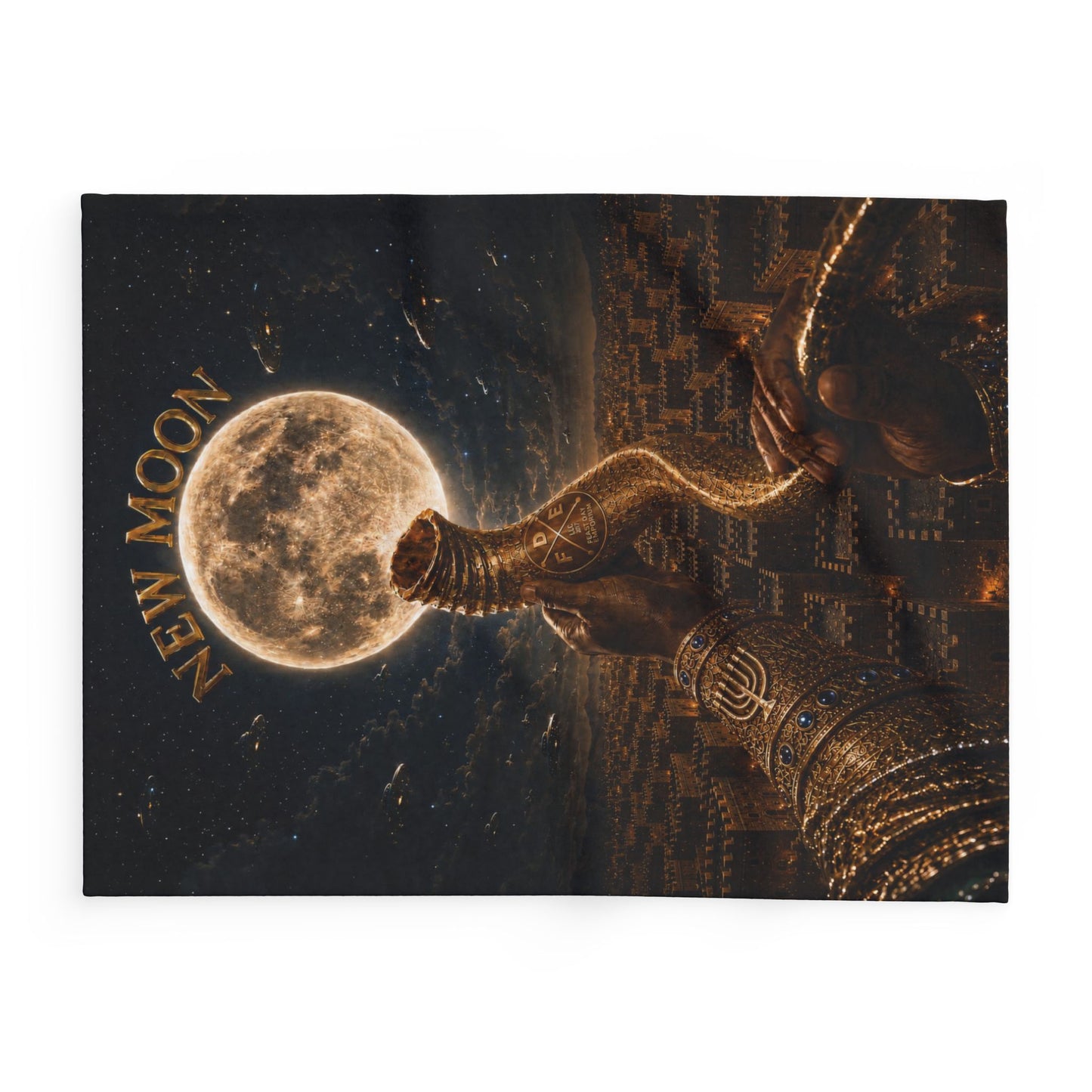 New Moon (w/ Shofar) - Fleece Blanket