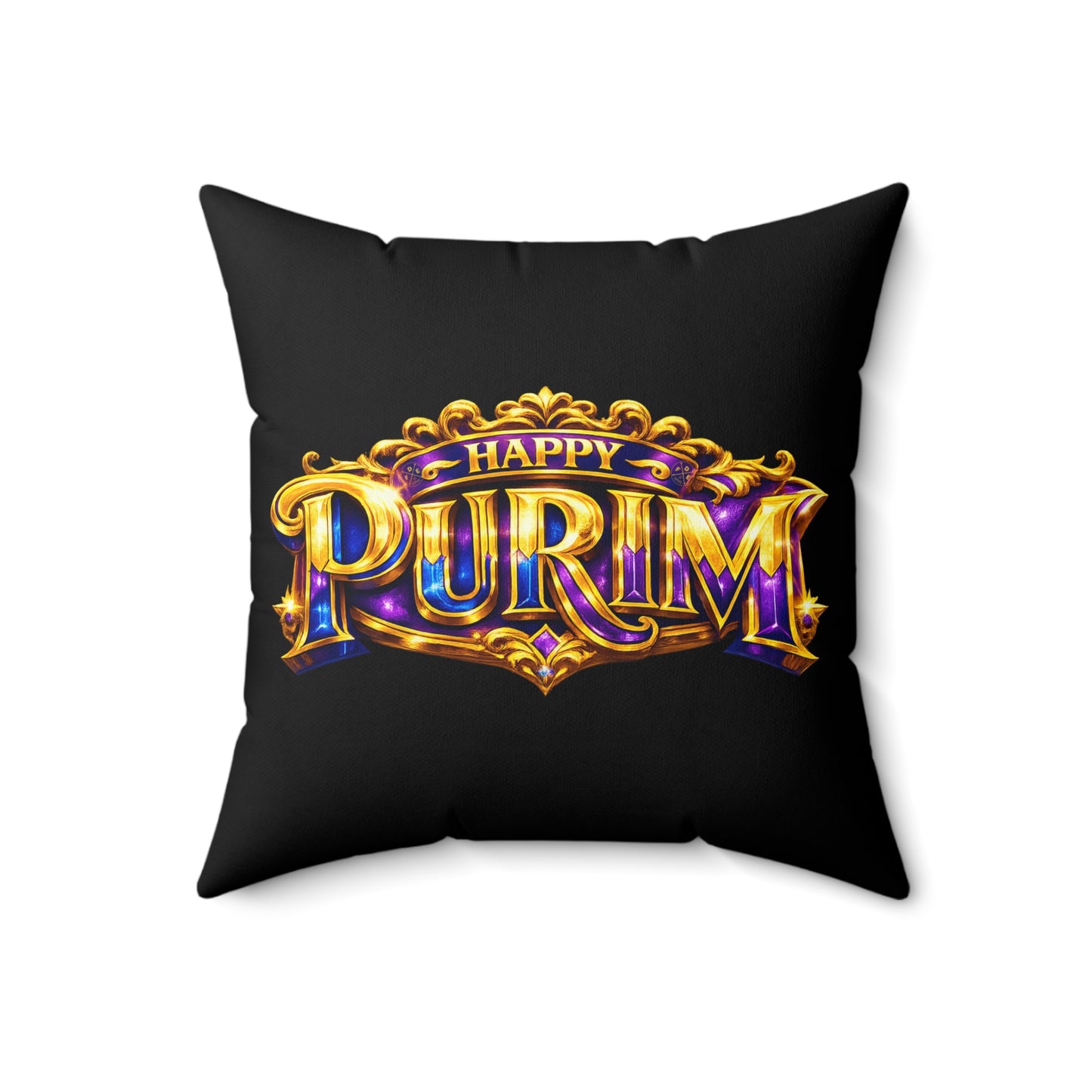 Purim - Black -  Polyester Square Accent Pillow