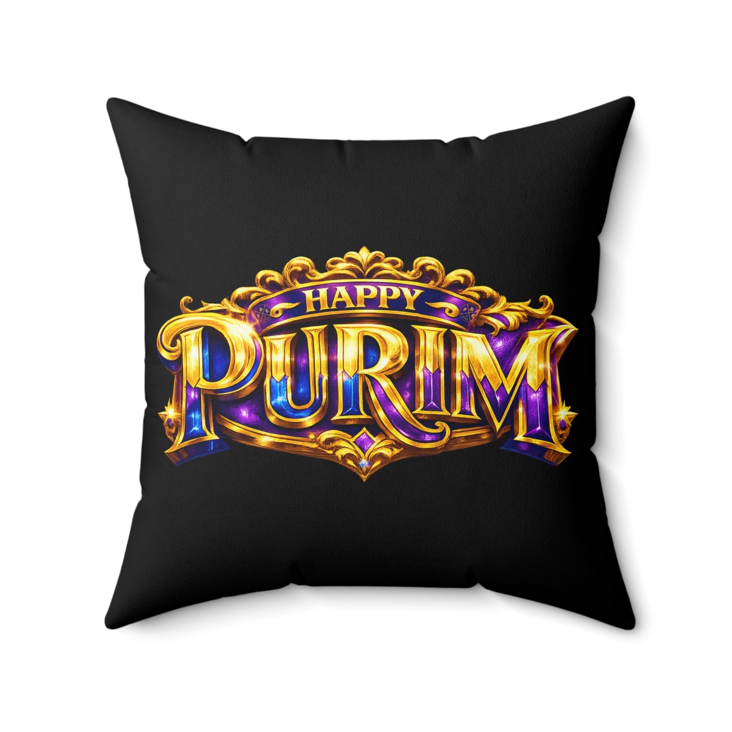 Purim - Black -  Polyester Square Accent Pillow