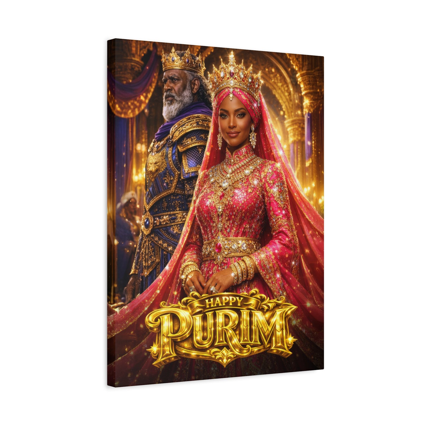 Happy Purim Canvas - Queen Esther & Mordecai