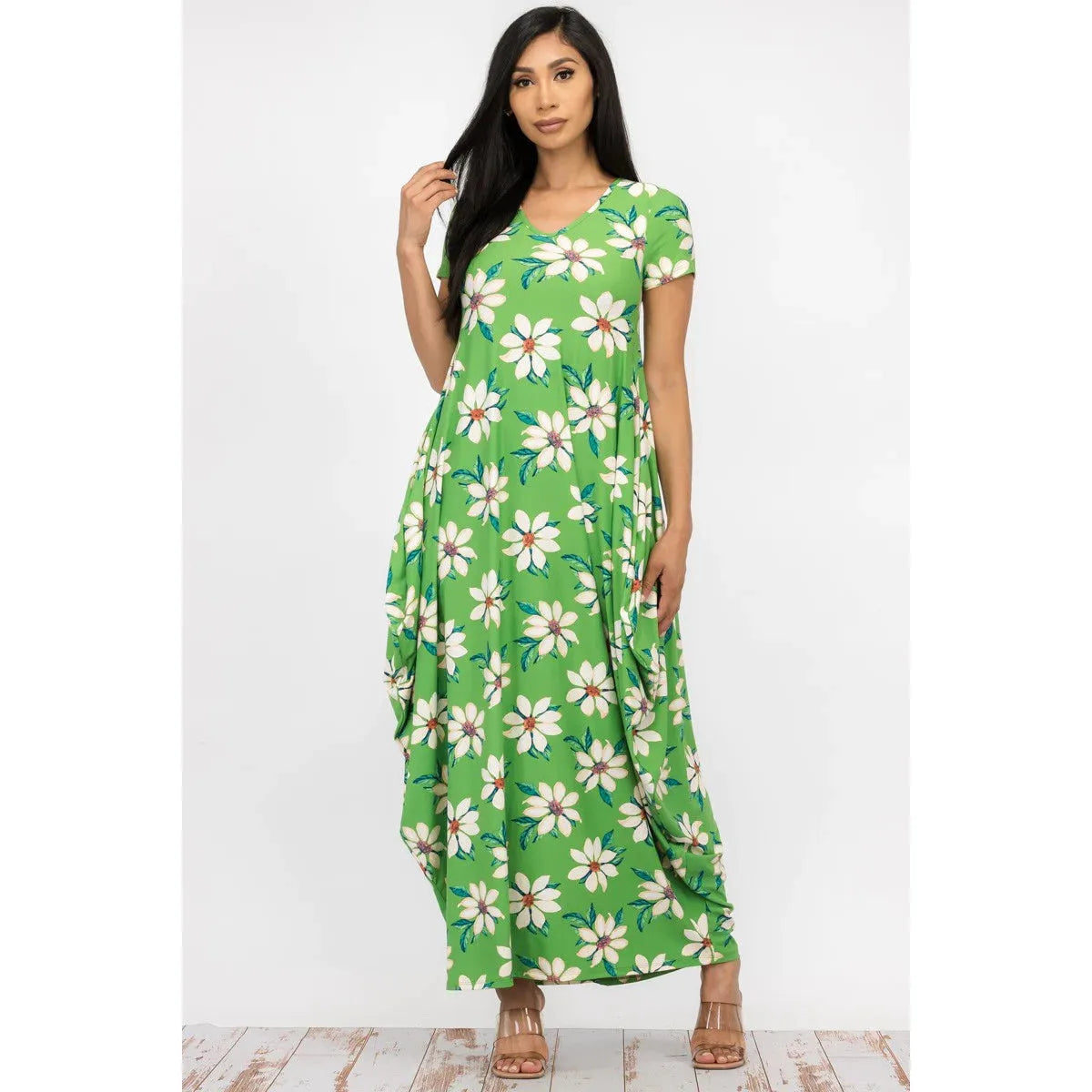 Floral maxi dress with pockets online