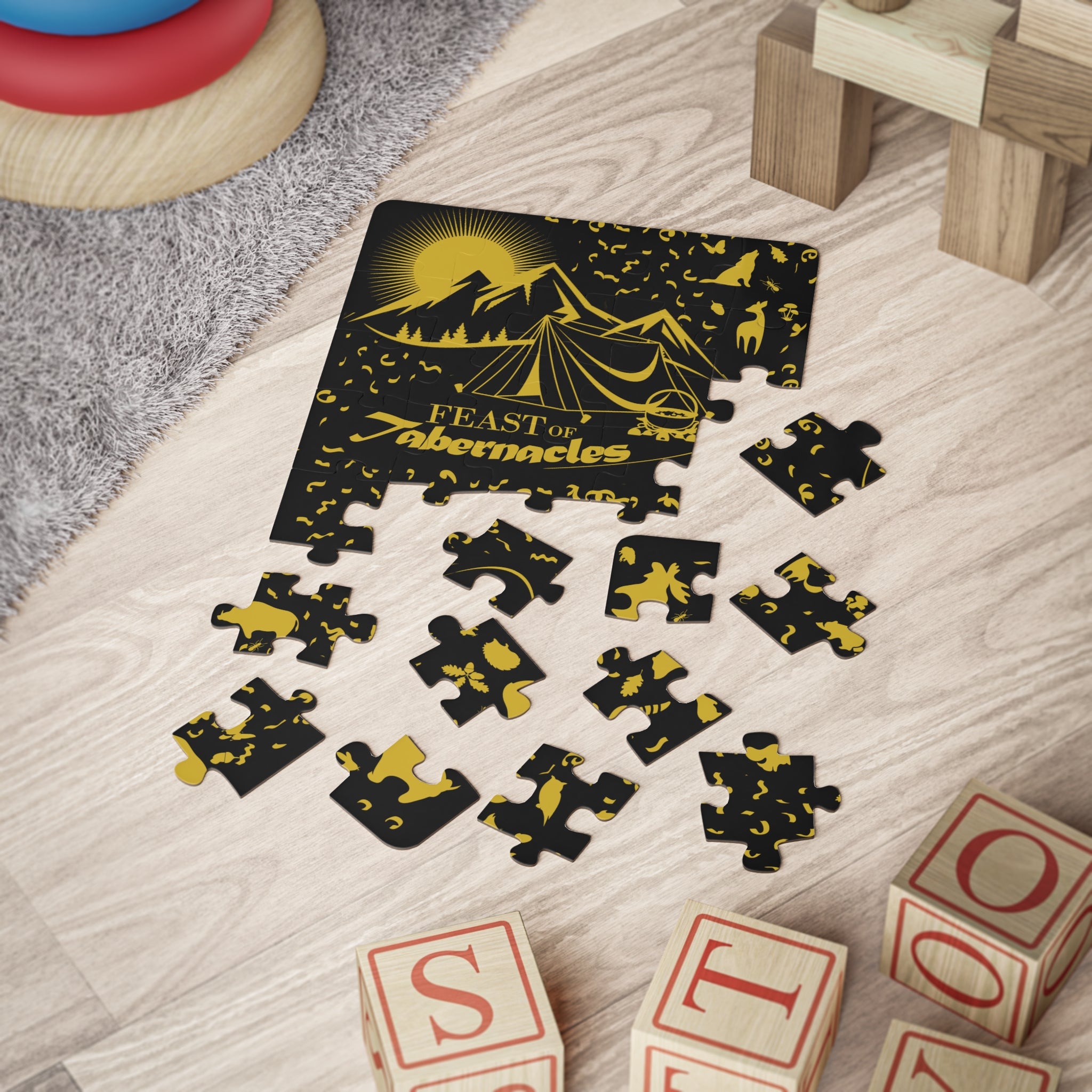 FOT - BLACK & GOLD W. ANIMALS - Kids' Puzzle, 30-Piece