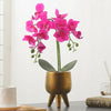 Artificial Purple Orchid Flower in Gold Pot