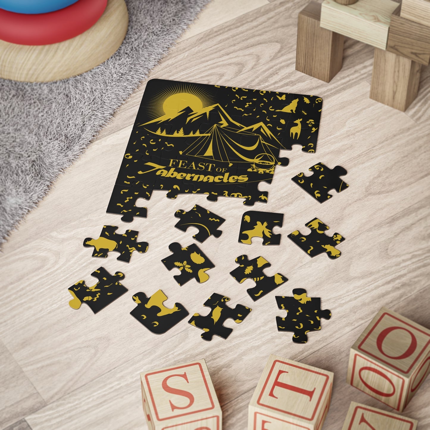 FOT - BLACK & GOLD W. ANIMALS - Kids' Puzzle, 30-Piece