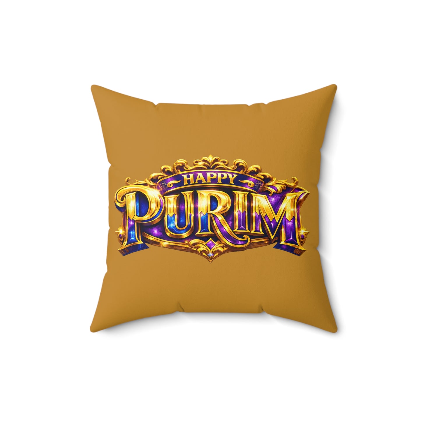 Purim - Gold -  Polyester Square Accent Pillow