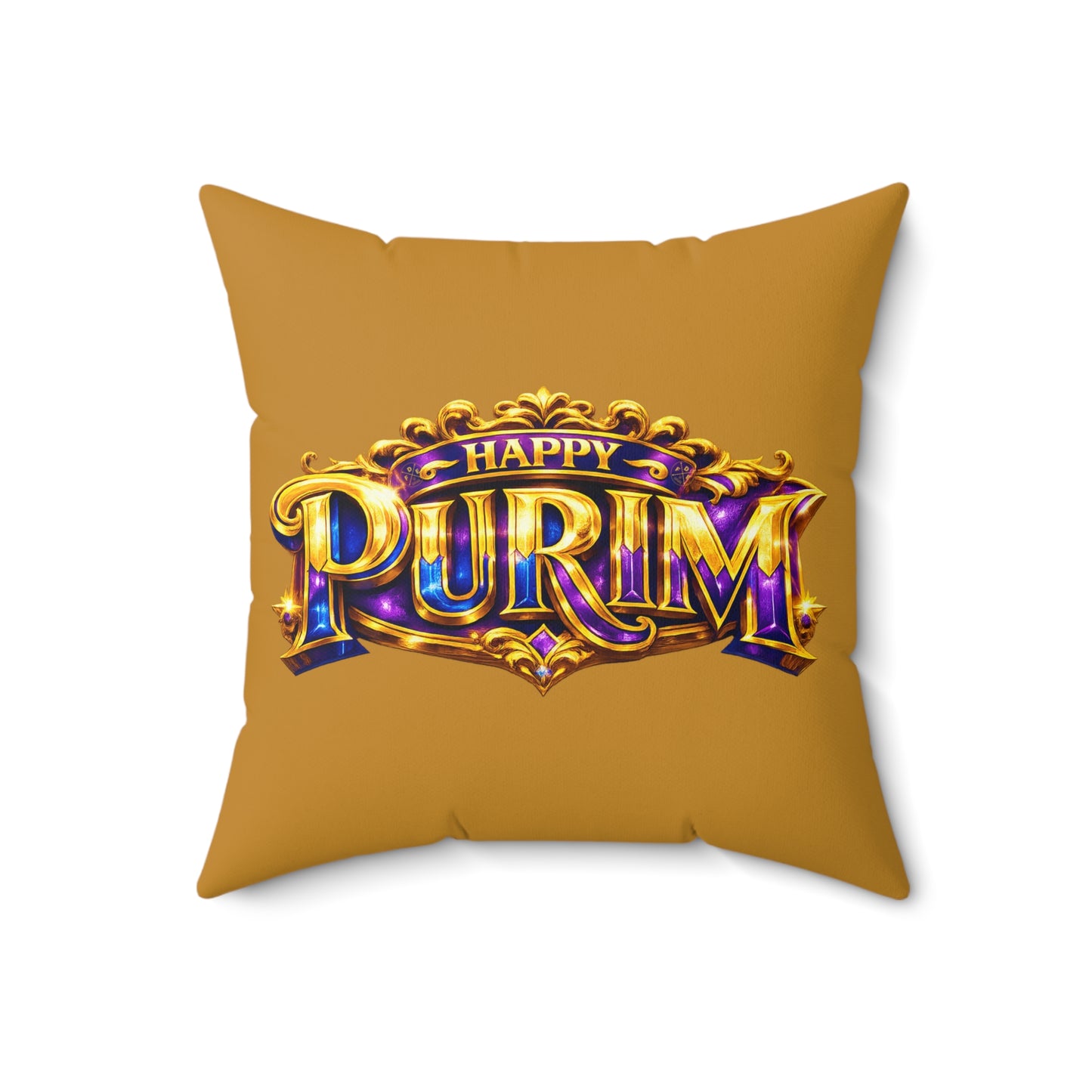 Purim - Gold -  Polyester Square Accent Pillow