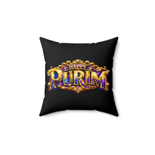 Purim - Black -  Polyester Square Accent Pillow