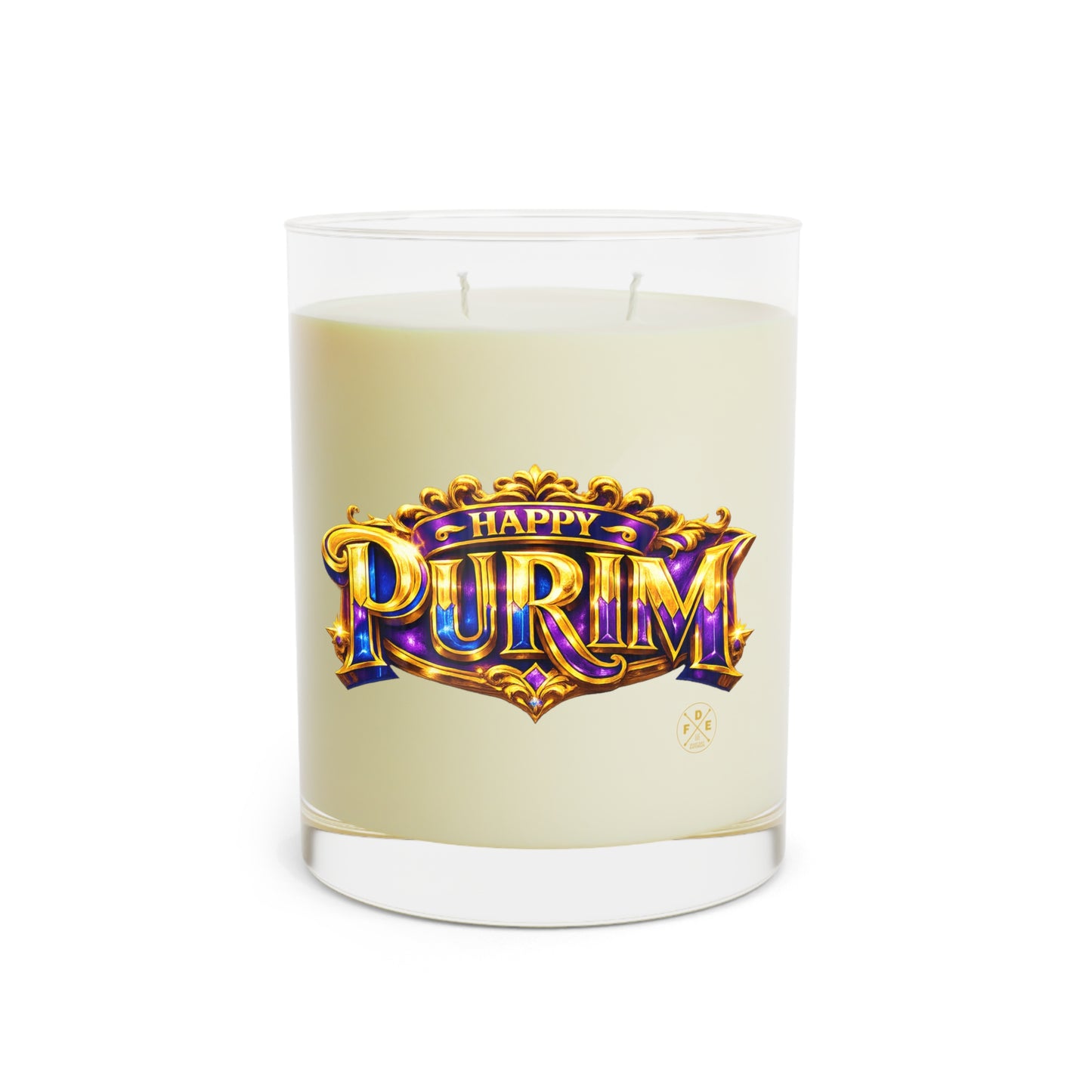 Cream & Colorful Purim Scented Glass Candle (11oz)
