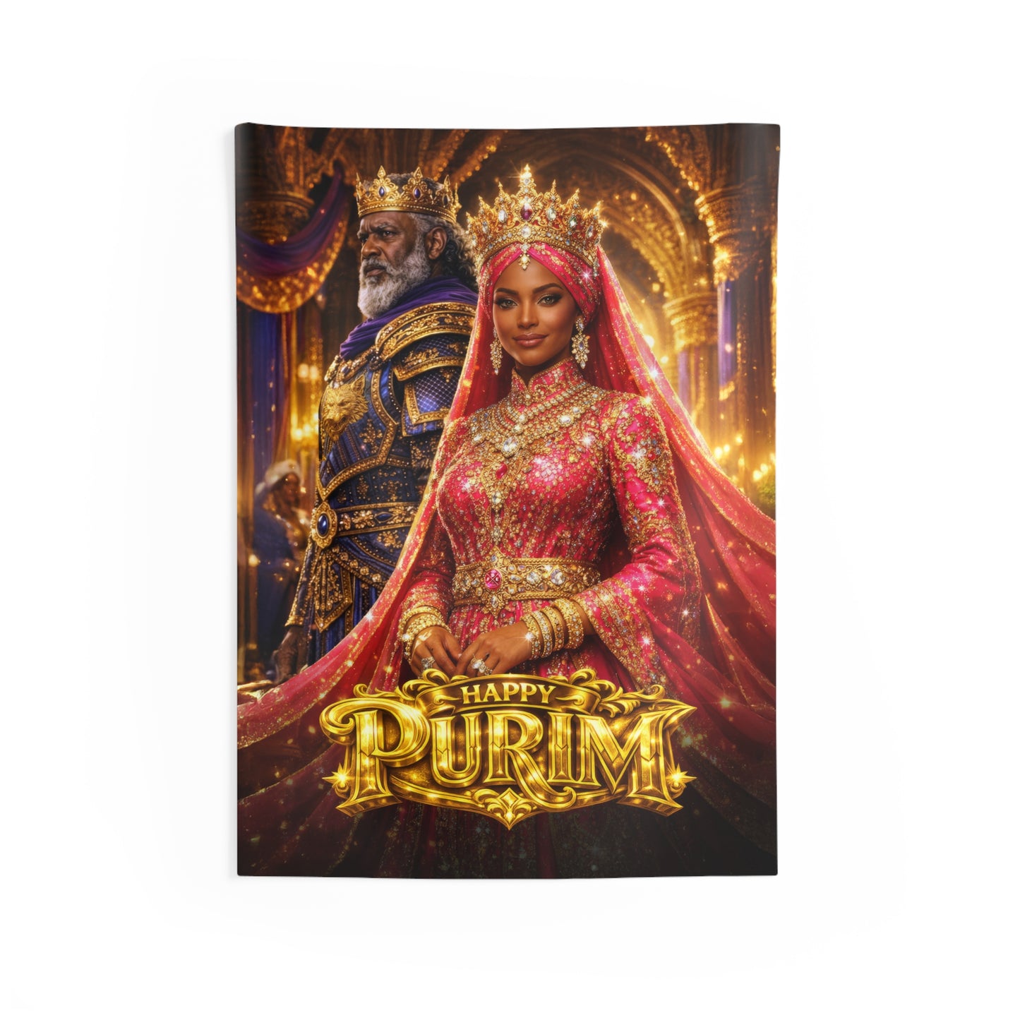 Purim Wall Tapestry — Queen Esther & Mordecai