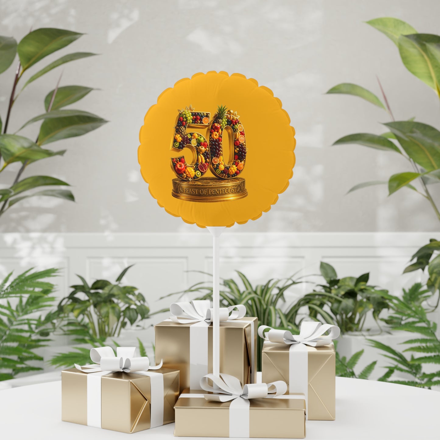 Feast of Pentecost (#50) - Golden Mango - Foil Balloon
