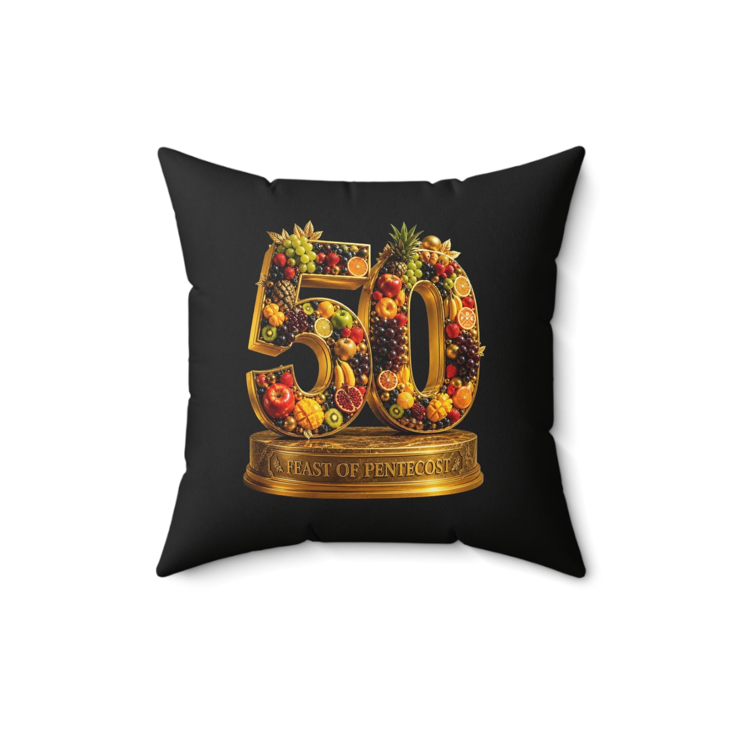 Feast of Pentecost (#50) - Obsidian Black - Throw Pillow