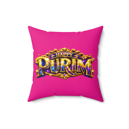 Purim - Pink -  Polyester Square Accent Pillow