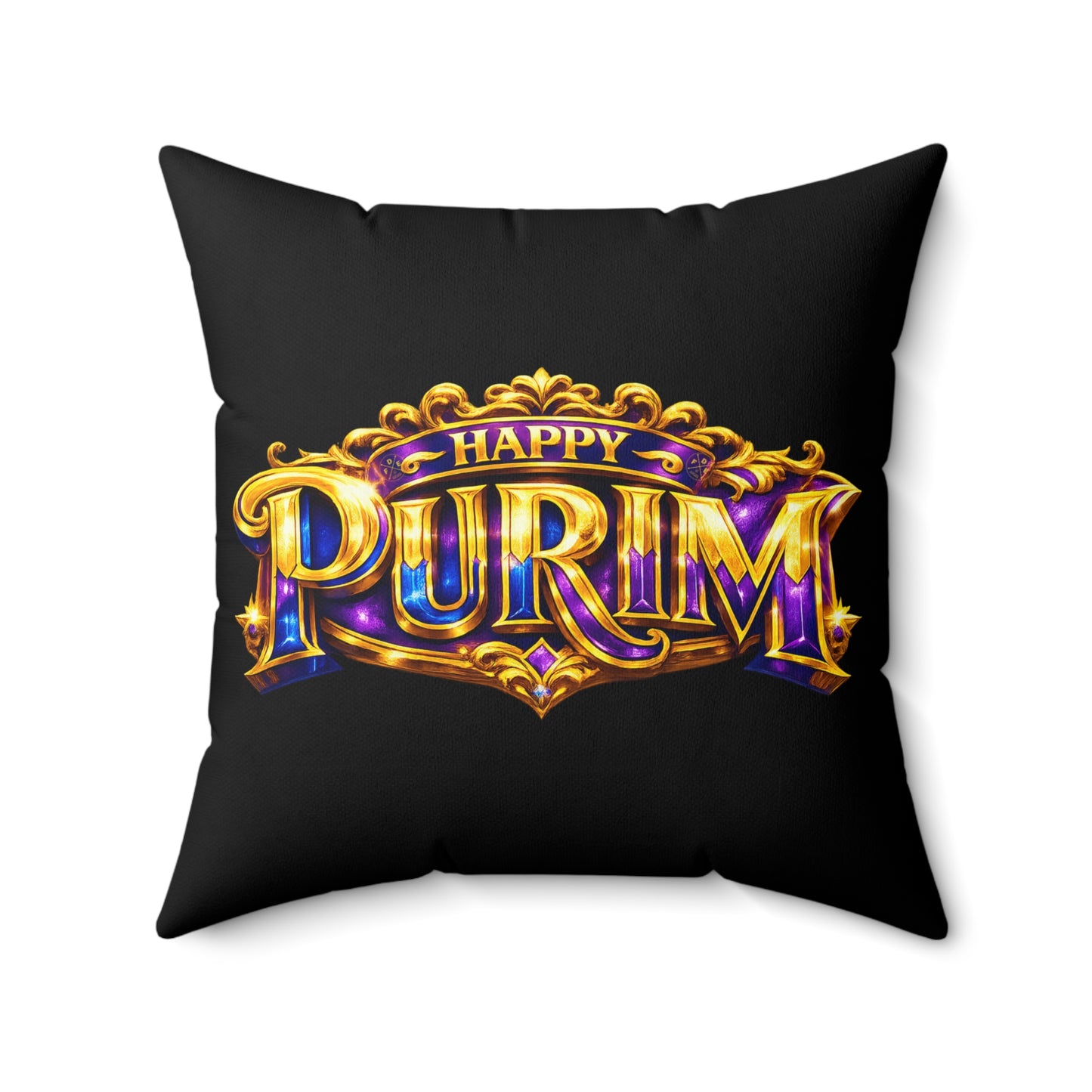 Purim - Black -  Polyester Square Accent Pillow