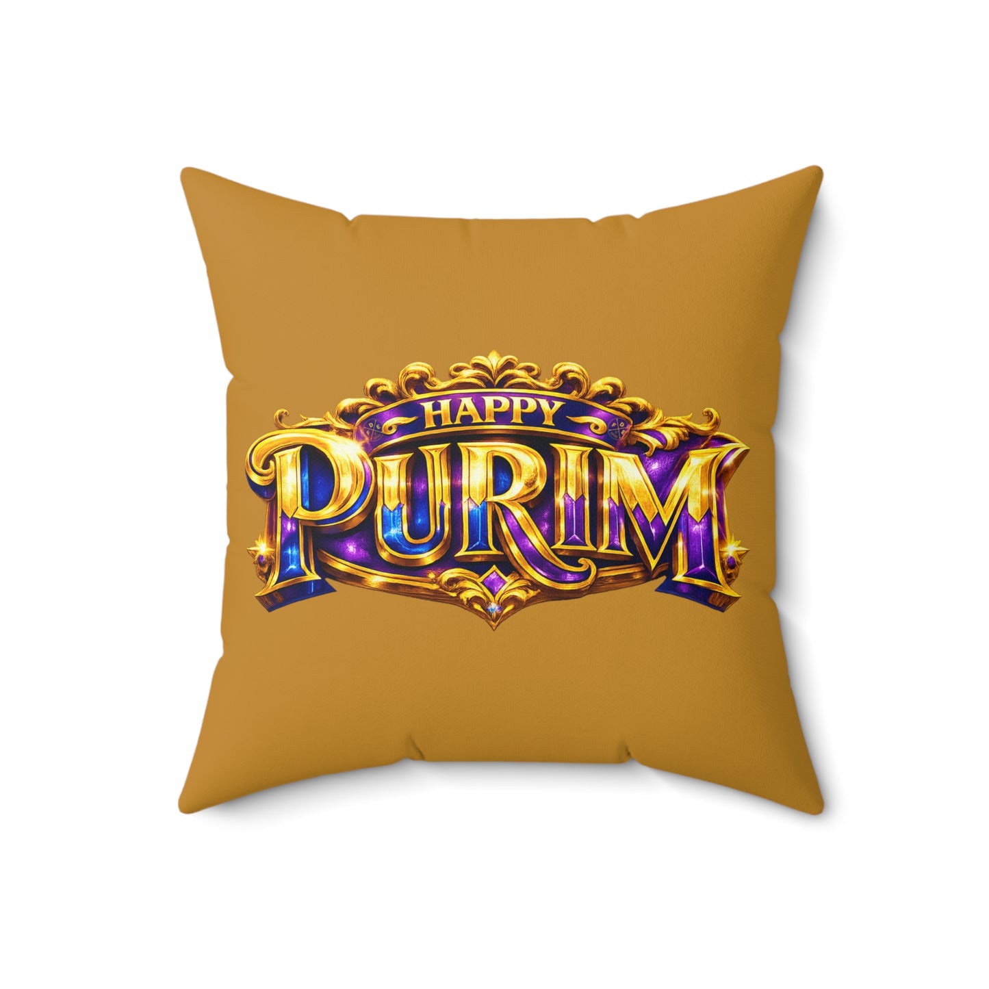 Purim - Gold -  Polyester Square Accent Pillow