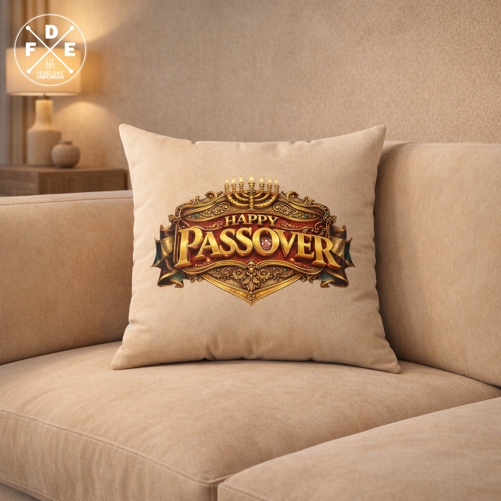 Happy Passover - Aged Linen Cream - Throw Pillow
