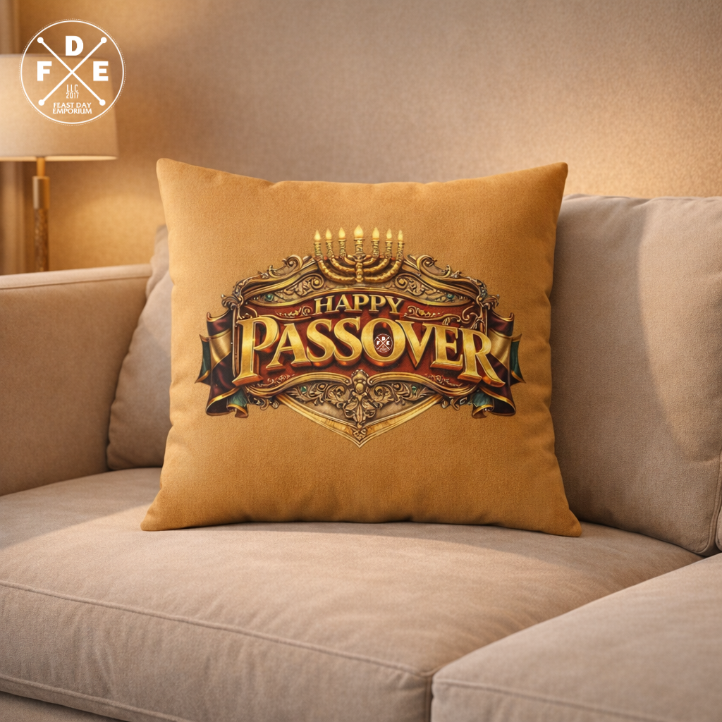 Happy Passover - Burnished Gold Throw Pillow