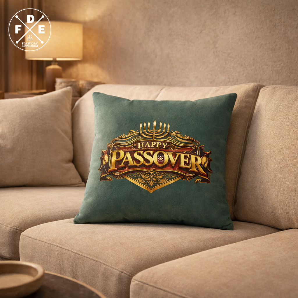 Happy Passover - Muted Teal Smoke - Throw Pillow
