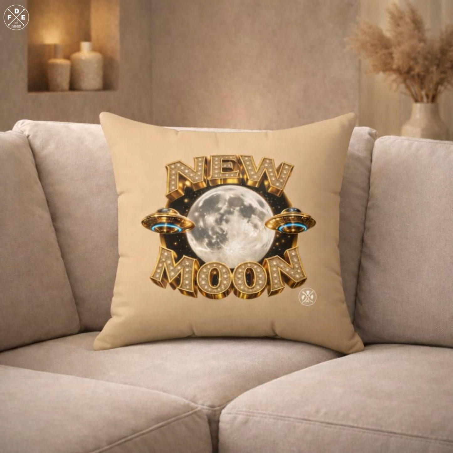 New Moon – Luna Champagne - Throw Pillow