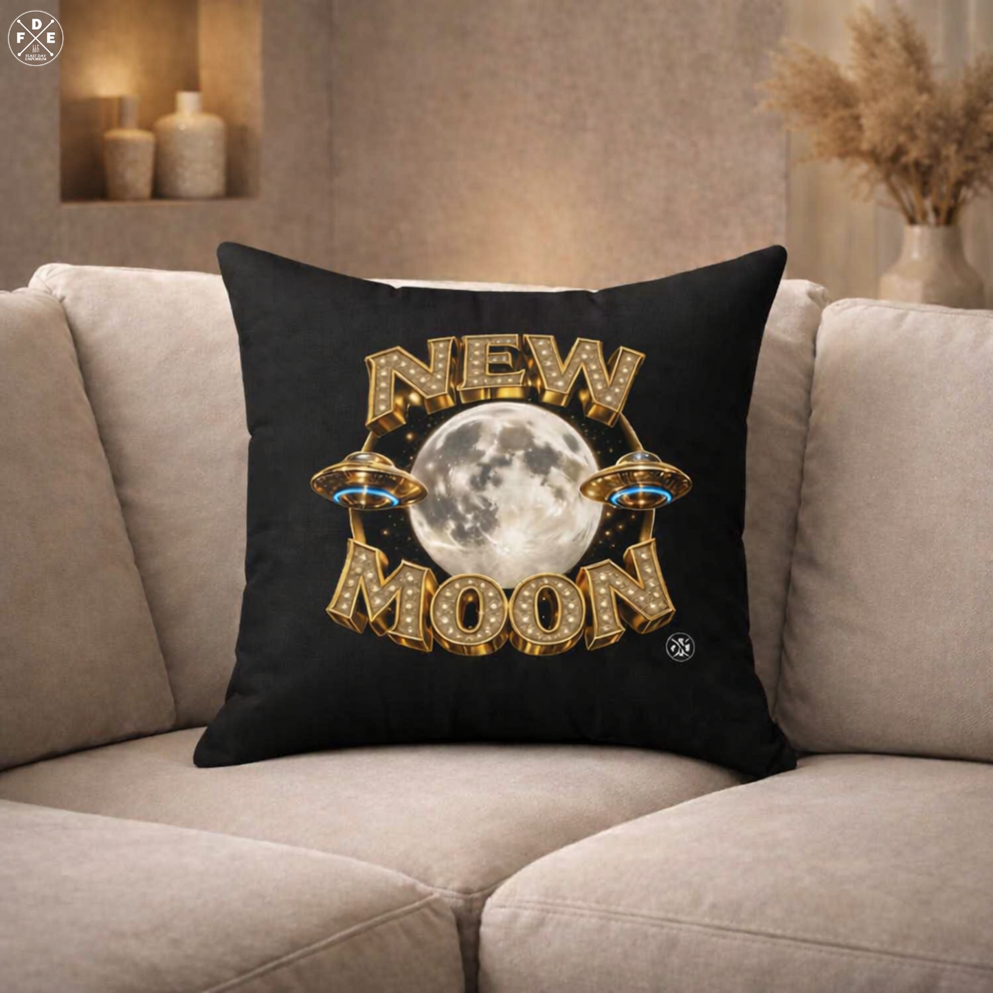New Moon – Midnight Black - Throw Pillow