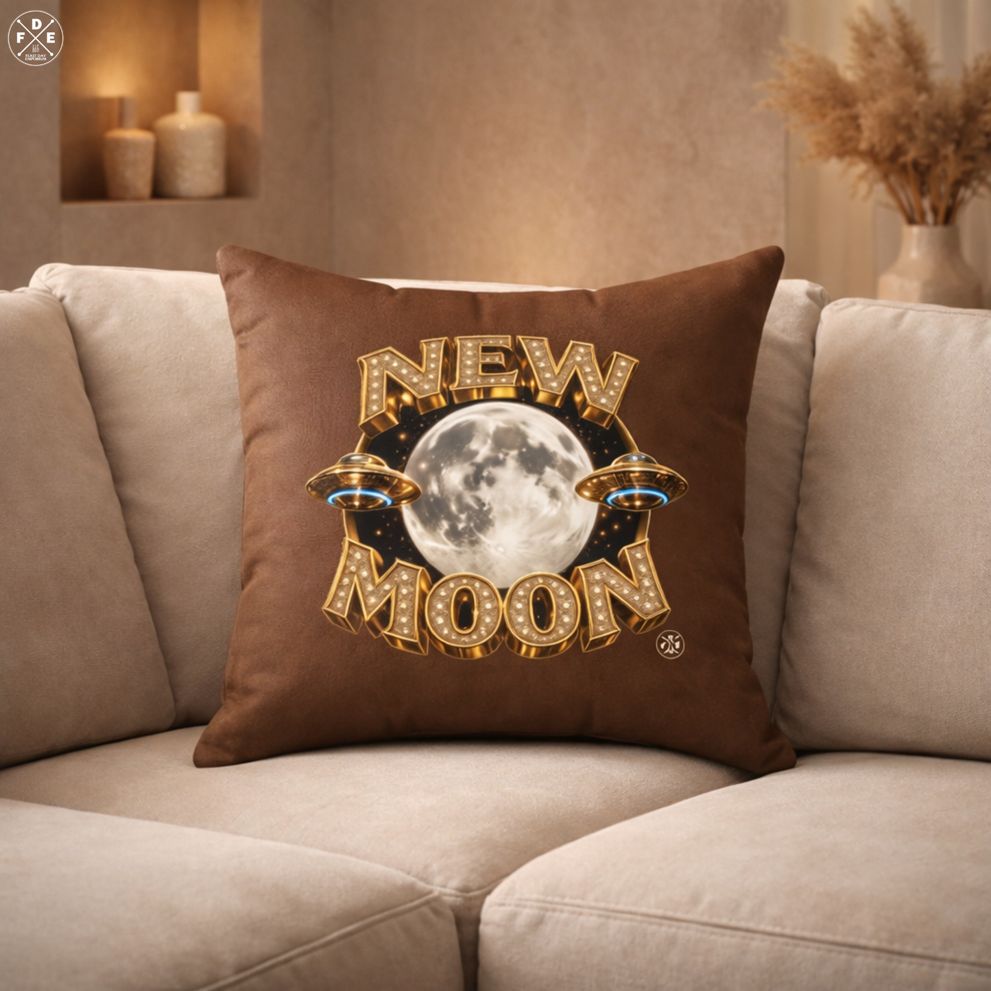 New Moon – Moonlite Bronze - Throw Pillow