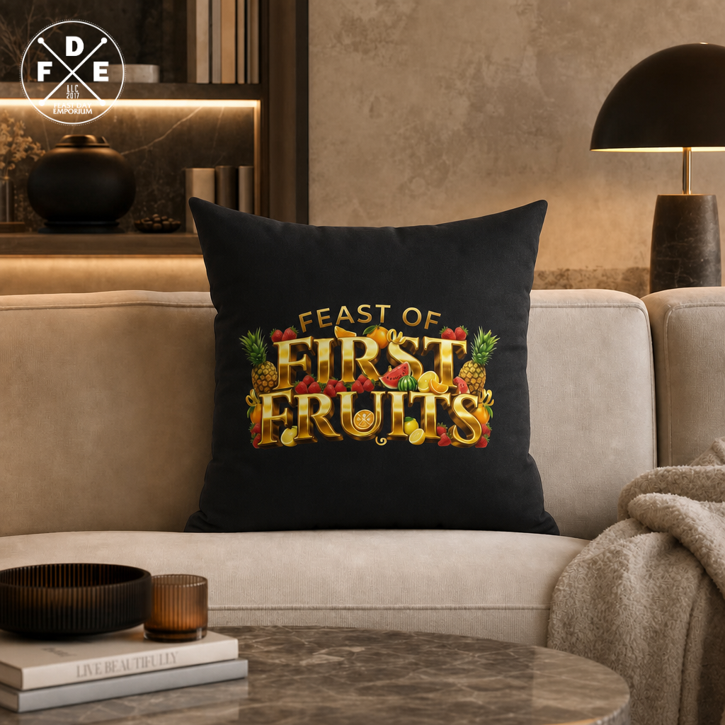 Feast of First Fruits - Obsidian Black - Throw Pillow