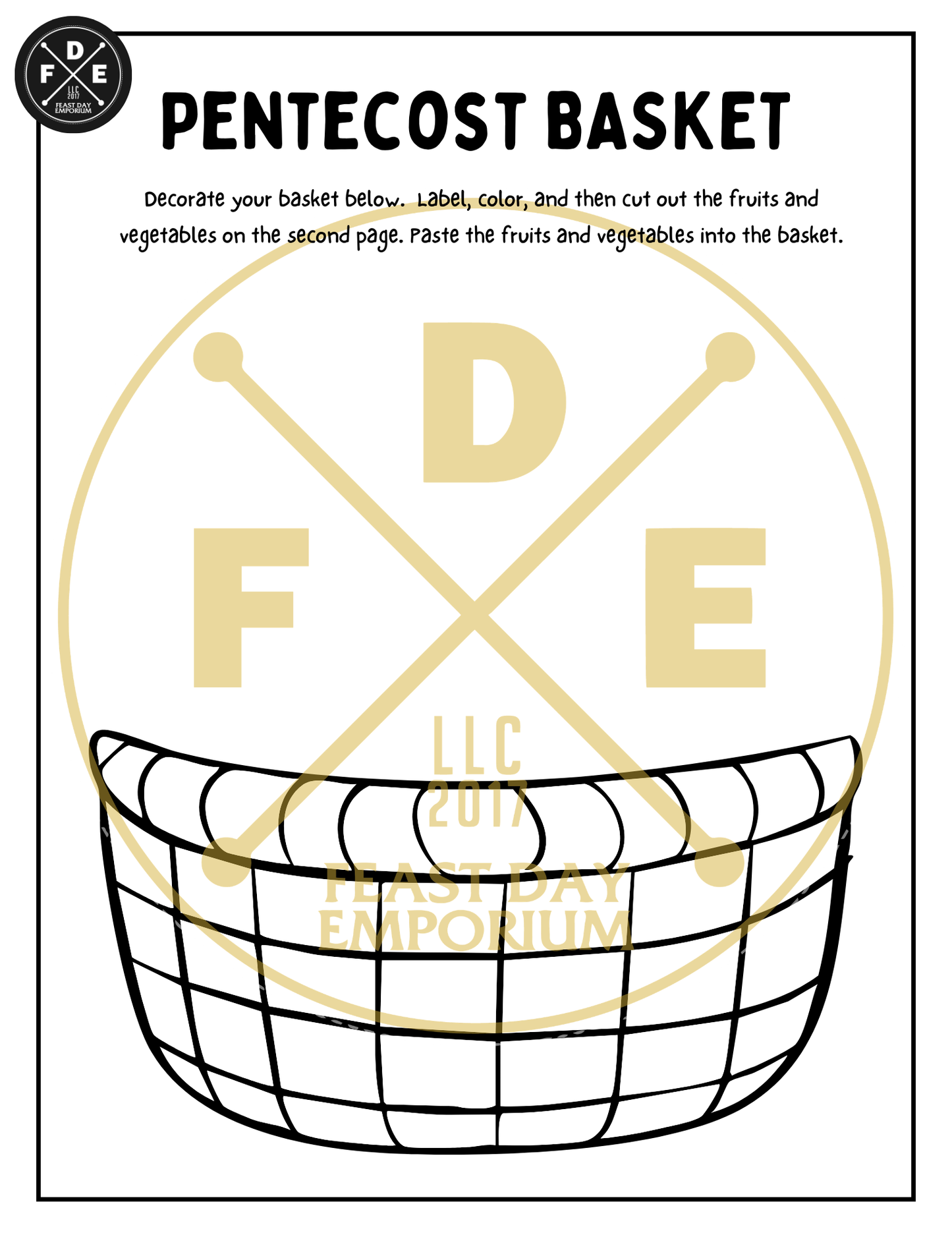 Pentecost Basket Worksheet
