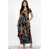 Black Multi-Colored Chain Maxi Dress with Pockets