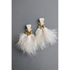 Blush Feather and White Stone Post Earring