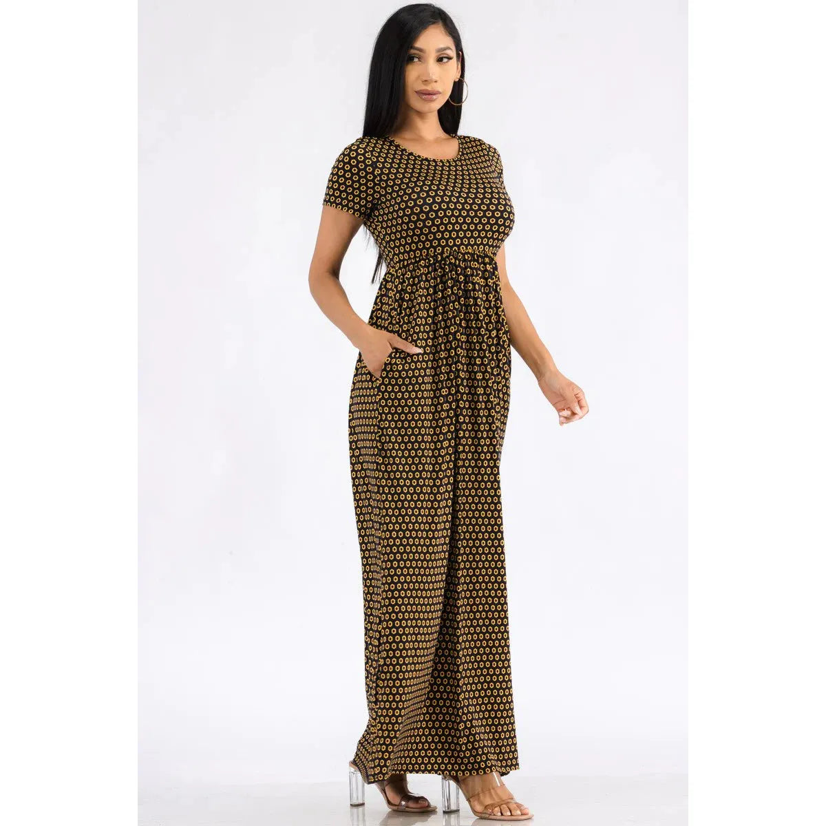 Geo Print Maxi Dress with Pockets