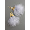 Lavender Feather and Glass Rhinestone Earrings