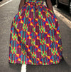 Red Tone Kente Print Long Maxi Skirt