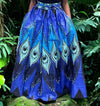 Royal Blue Peacock Print Maxi Skirt