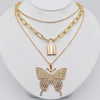 Layered Necklace with Big Butterfly Pendant