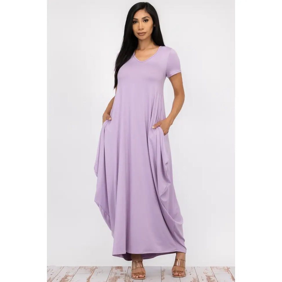 Lavender Maxi Dress with Pockets