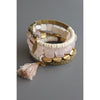 Ghana Glass and White Stone Wrap Bracelet