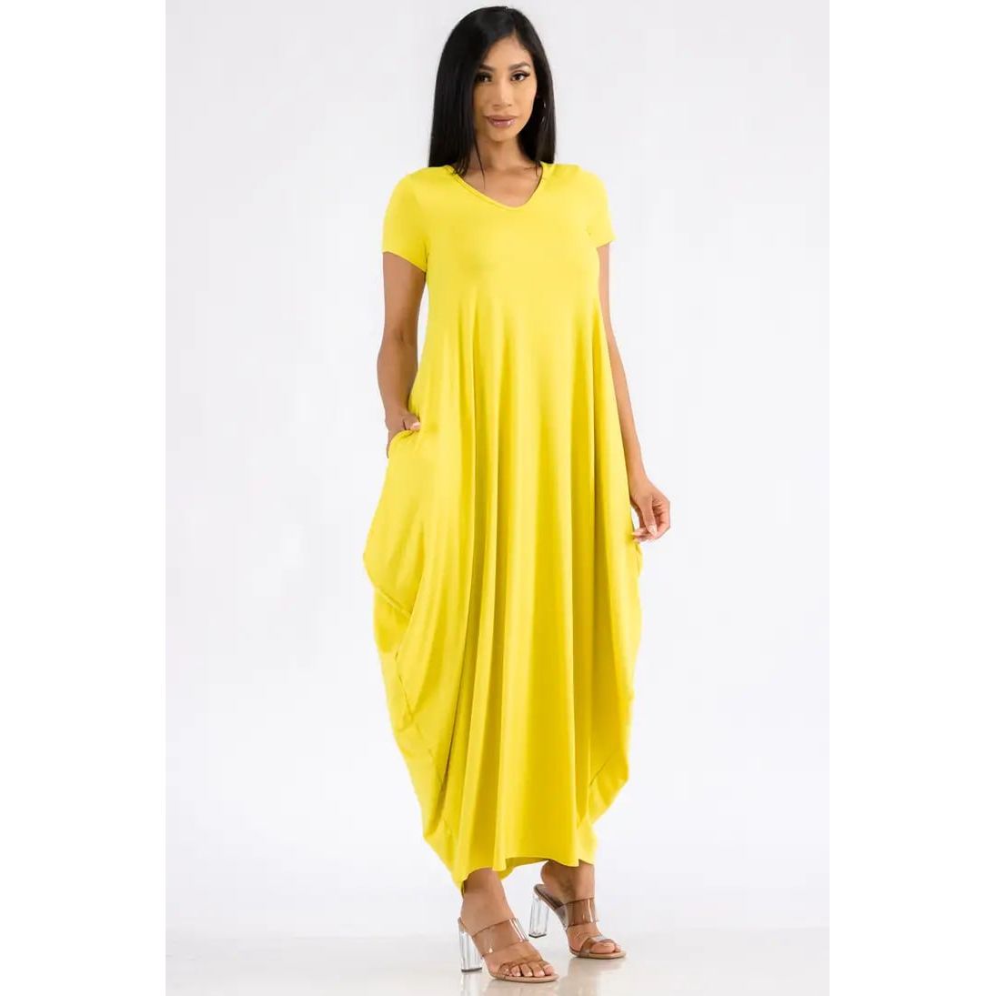 Yellow Maxi Dress with Pockets